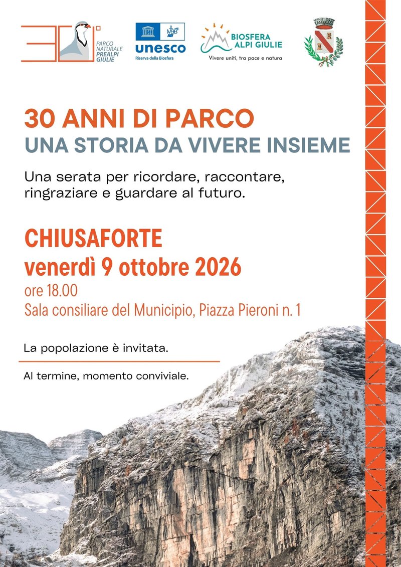 Locandina serate celebrative 30esimo - Chiusaforte