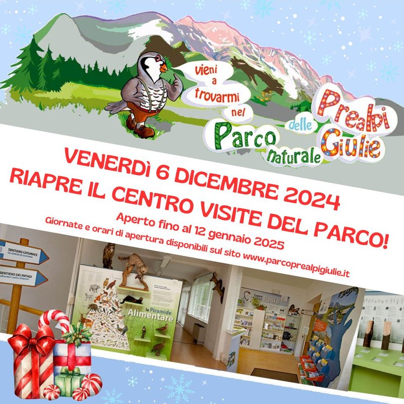 VENERDì 6 DICEMBRE 2024 RIAPRE IL CENTRO VISITE DEL PARCO!